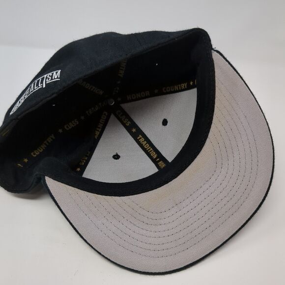 Baseballism Fitted Hat Black 7 1/2 Embroidered Logo Solid 6 Panel - Picture 7 of 9